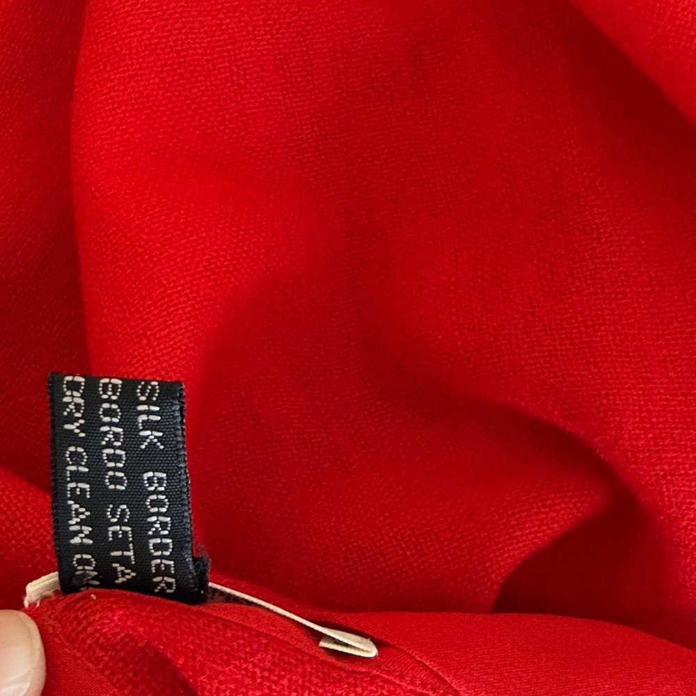 Neiman Marcus Red Wool & Silk Scarf - Picture 3 of 6